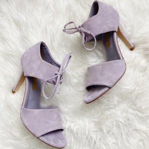Dee Keller Lavender Suede Tie Heels 37.5